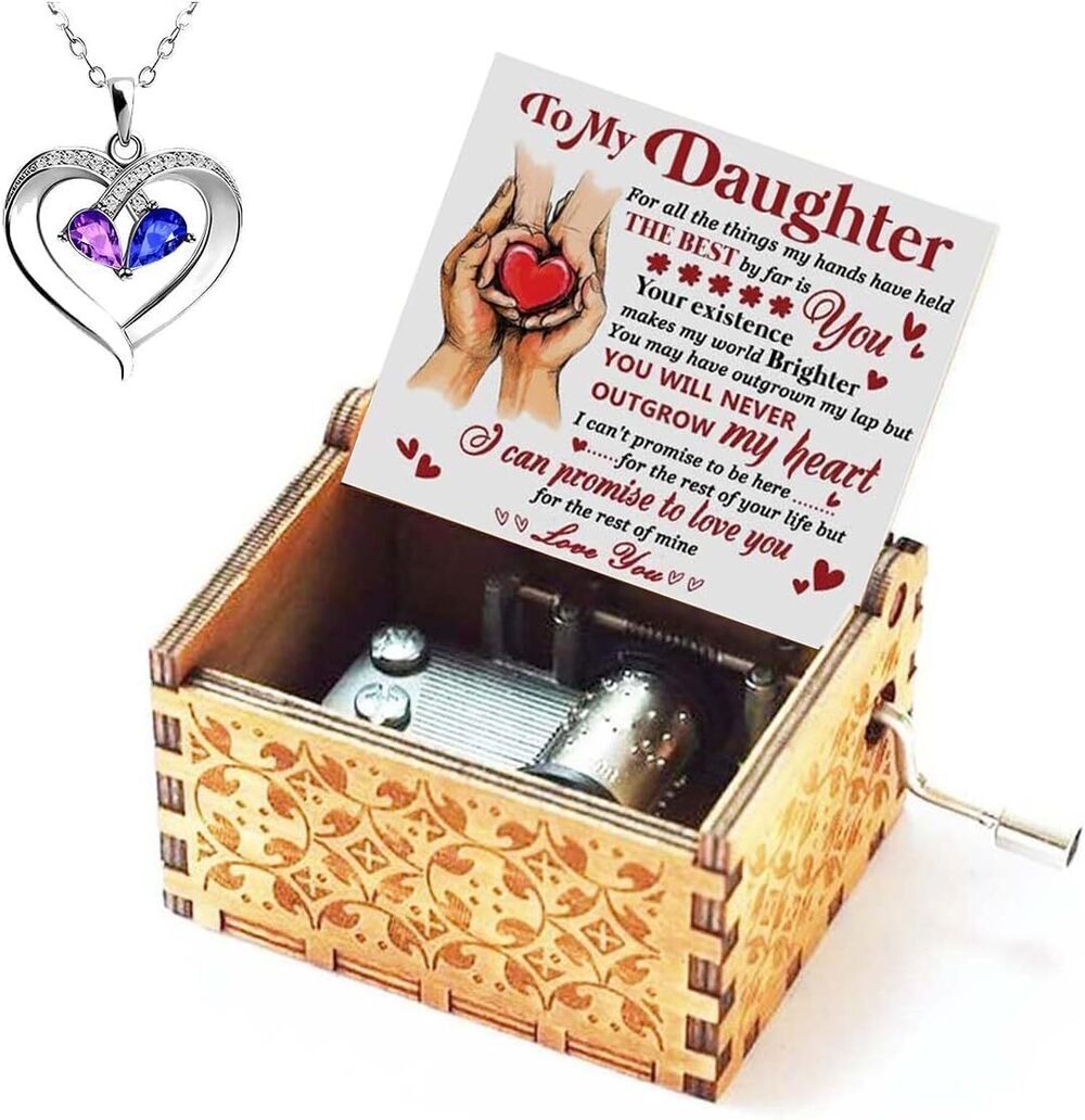 4268 to My Daughter from Mom/Dad Music Box Hand Crank Engraved Musical Box